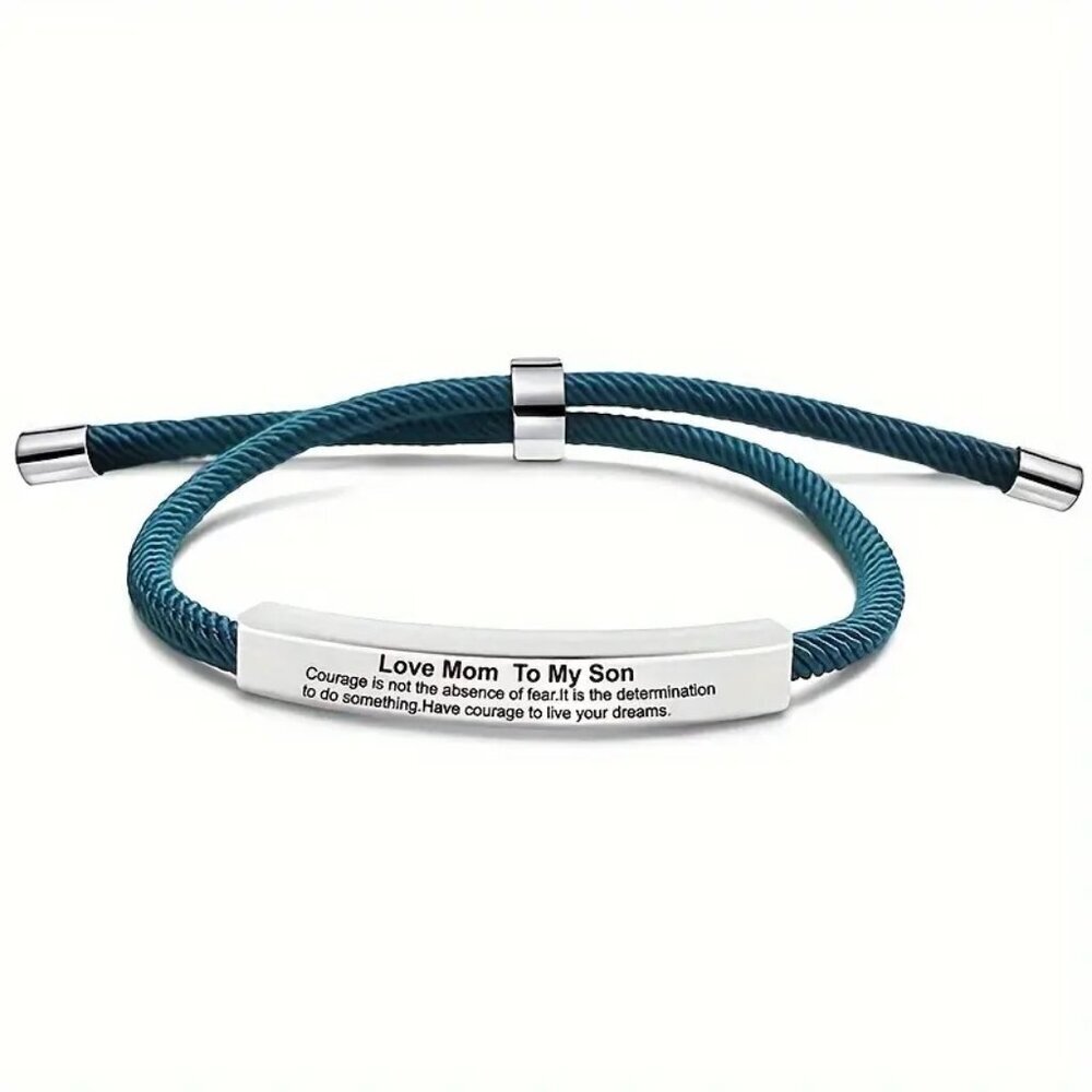 Teal Stainless Steel "to My Son" Bracelet